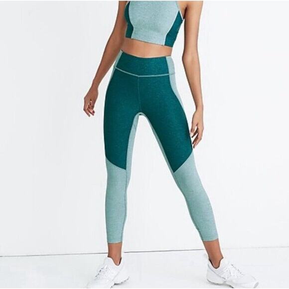 Madewell x Outdoor Voices Teal Color Blocked Leggings Size L - Picture 1 of 6